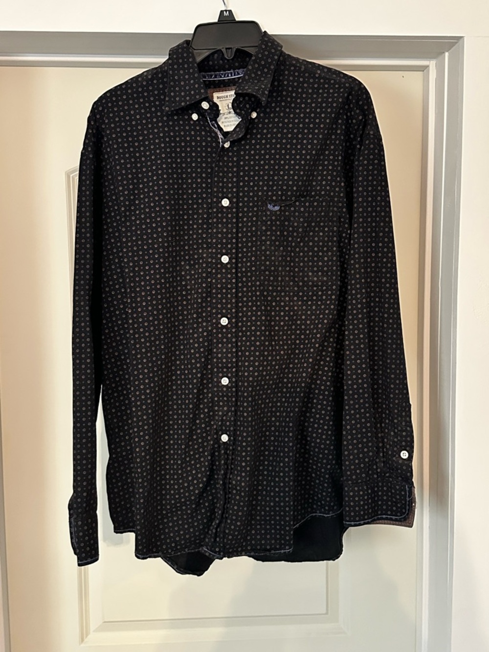Men's Black Patterned Button-Down Shirt by Dockers